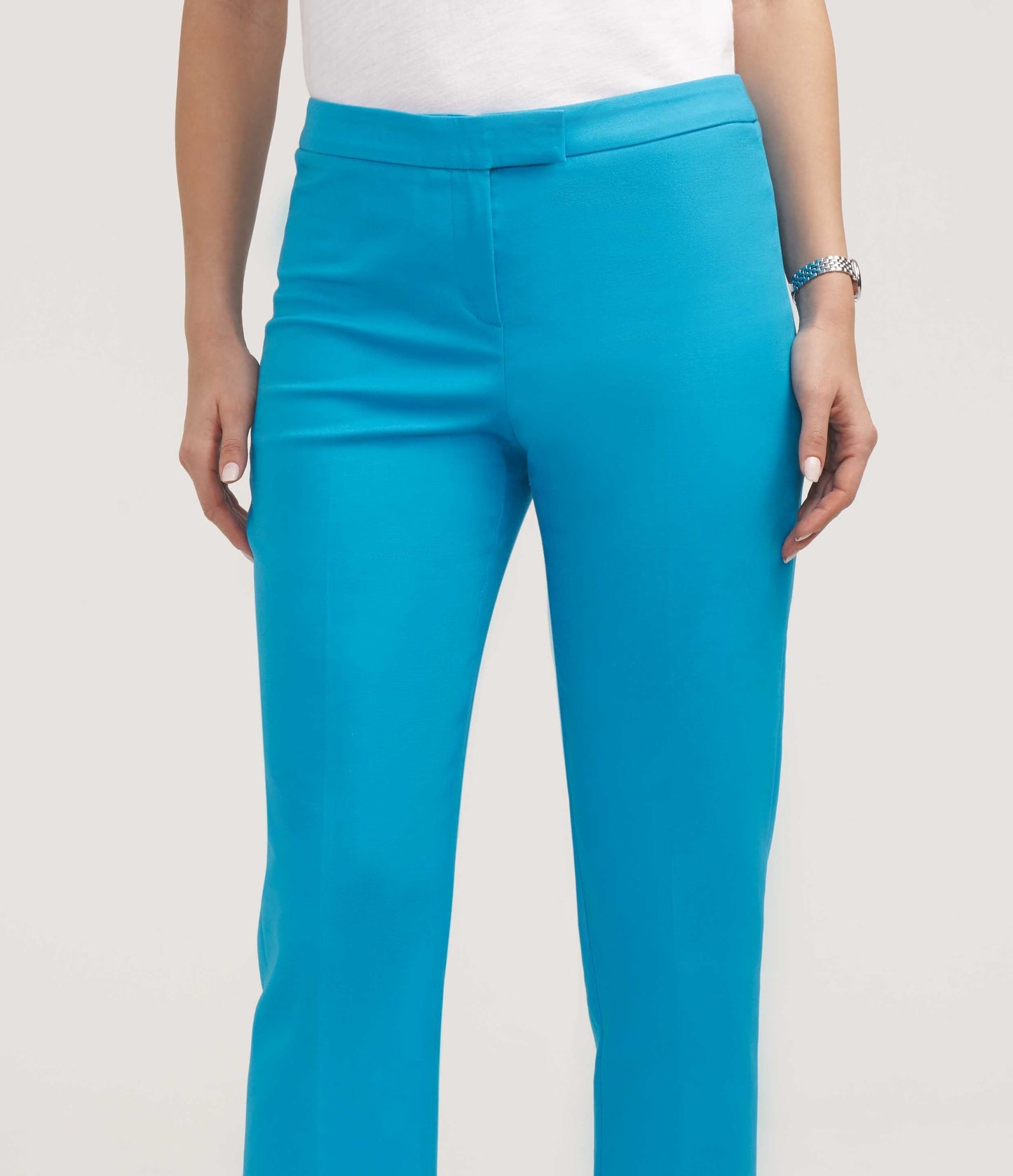 Calça feminina Anne Klein com fenda frontal e laço, azul, tamanho 12