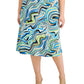 Saia midi com estampa de redemoinho Bar III feminina, azul, tamanho 14W