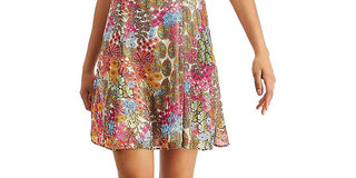 Vestido curto floral feminino Bar III, amarelo, tamanho pequeno