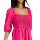Vestido smocked com manga bufante Bar III feminino rosa tamanho médio