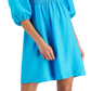 Vestido smocked com manga bufante Bar III feminino, azul, tamanho pequeno