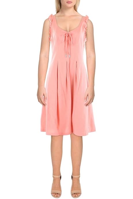 Vestido feminino com detalhe de gravata, estilo flare, bege, tamanho 4, da INC International Concepts