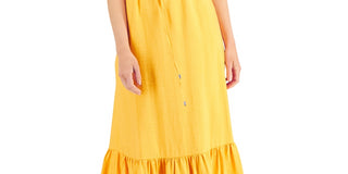 Vestido longo feminino com alças finas e tecido da INC International Concepts, laranja, tamanho 10