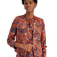 Blazer feminino Bar III com estampa Ikat e manga franzida, azul, tamanho XX-S