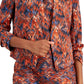 Blazer feminino Bar III com estampa Ikat e manga franzida, azul, tamanho XX-S