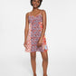 Vestido feminino Bar III com zíper ajustável, sem mangas, decote coração, acima do joelho, laranja, tamanho pequeno