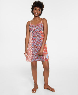 Vestido feminino Bar III com zíper ajustável, sem mangas, decote coração, acima do joelho, laranja, tamanho pequeno