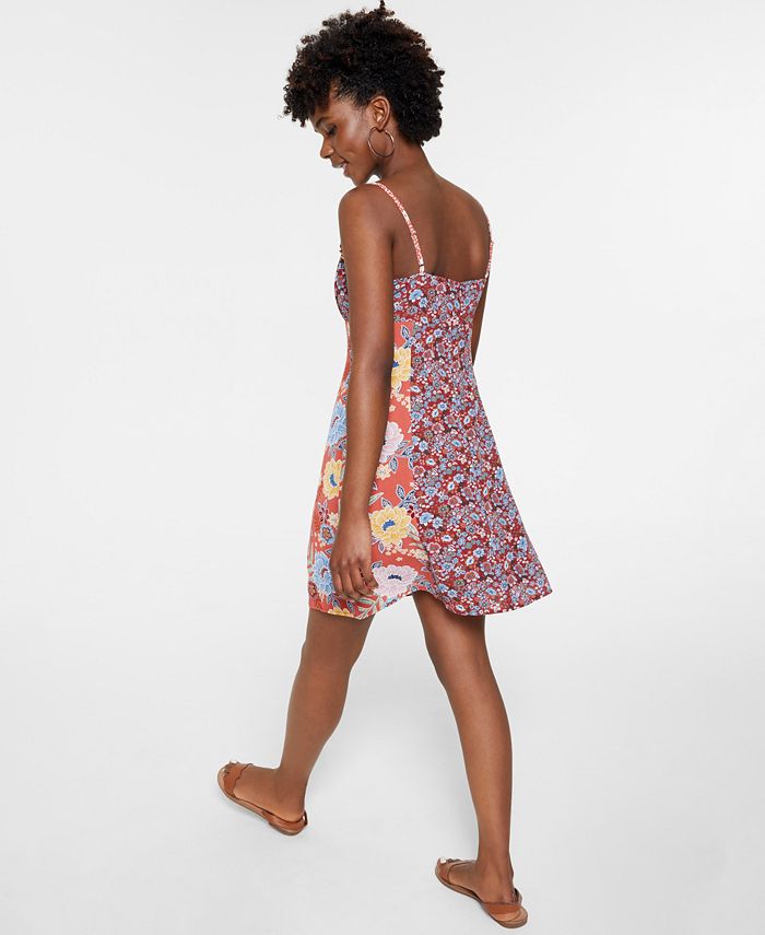 Vestido feminino Bar III com zíper ajustável, sem mangas, decote coração, acima do joelho, laranja, tamanho pequeno