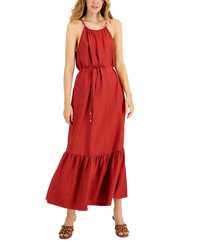 Vestido longo feminino com alças finas INC International Concepts, vermelho, tamanho 16