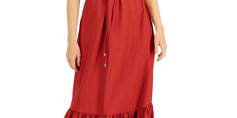 Vestido longo feminino com alças finas INC International Concepts, vermelho, tamanho 16