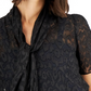 Blusa feminina Anne Klein com estampa xadrez e gola alta, preta, tamanho 14
