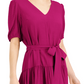 Vestido curto feminino com decote em V e camadas da INC International Concepts, vermelho, tamanho pequeno