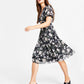 Vestido feminino com recorte floral Bar III, preto, tamanho pequeno