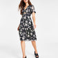 Vestido feminino com recorte floral Bar III, preto, tamanho médio