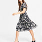 Vestido feminino com recorte floral Bar III, preto, tamanho médio