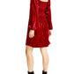 Vestido feminino Bar III de veludo com manga comprida e babados, vermelho, tamanho pequeno