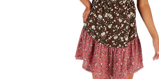 Vestido assimétrico de um ombro só com babados Bar III feminino, marrom, tamanho X-S