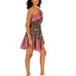 Vestido assimétrico de um ombro só com babados Bar III feminino, marrom, tamanho pequeno