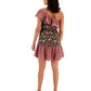 Vestido assimétrico de um ombro só com babados Bar III feminino, marrom, tamanho extragrande