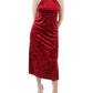 Vestido Halter de Veludo Feminino Bar III Vermelho Tamanho Médio
