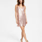 Vestido feminino Bar III com decote em V e alças finas, rosa, tamanho grande