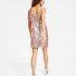 Vestido feminino Bar III com decote em V e alças finas, rosa, tamanho grande
