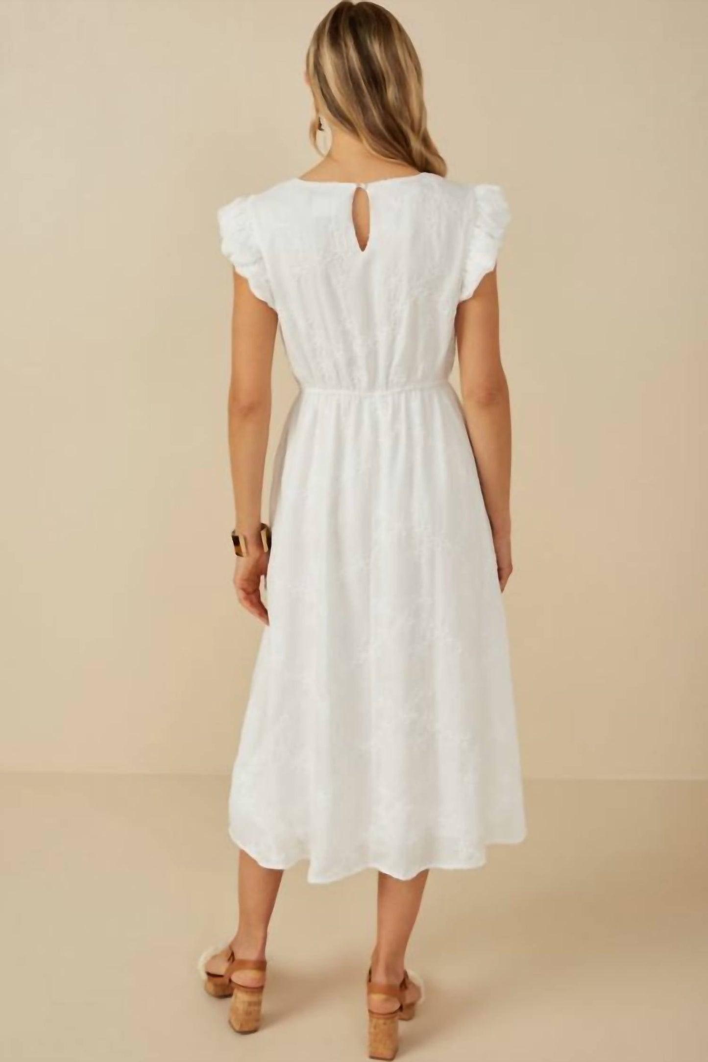 Hayden La - Floral Smocked Bubble Sleeve Midi Dress