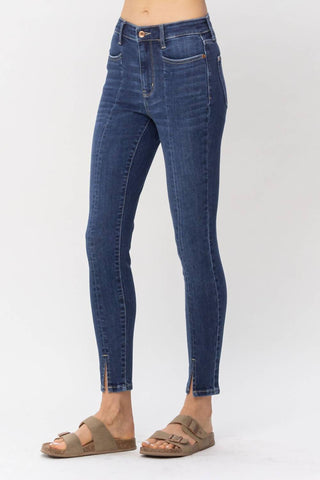 Judy Blue - Calça jeans skinny com cintura alta e fenda frontal