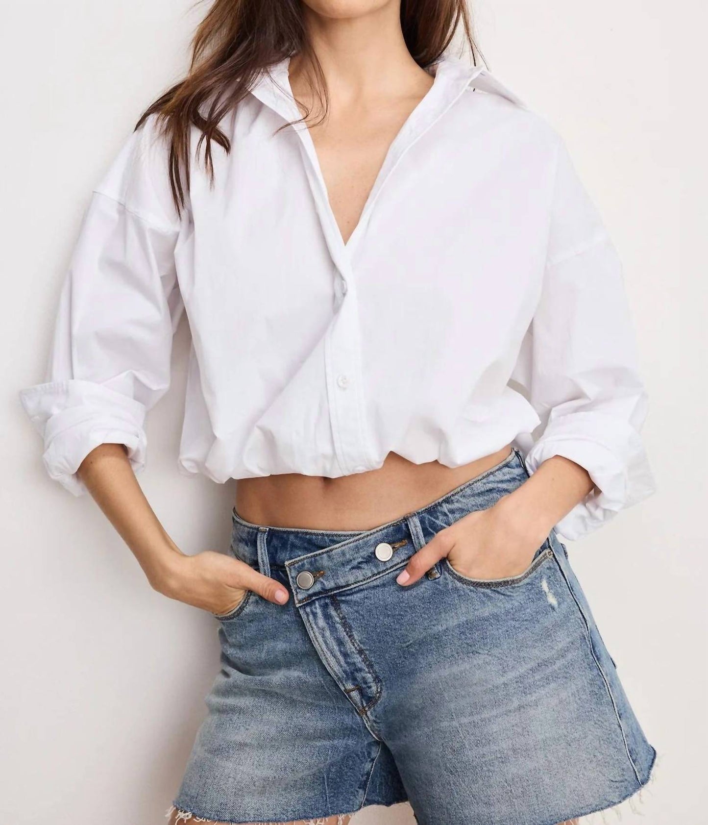 Good American - Poplin Bubble Shirt
