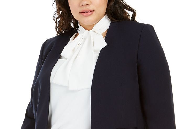 Blazer feminino Bar III com frente aberta, preto, tamanho 1X