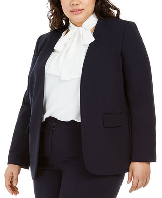 Blazer feminino Bar III com frente aberta, preto, tamanho 1X