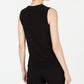 Blusa feminina sem mangas com listras Anne Klein, preta, tamanho médio