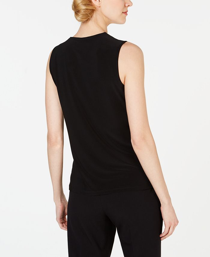 Blusa feminina sem mangas com listras Anne Klein, preta, tamanho médio