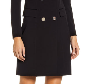 Vestido estilo smoking preto de manga comprida feminino Anne Klein, tamanho 4