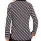 Blusa feminina Anne Klein listrada de manga comprida com gola cinza tamanho X-S