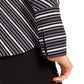 Blusa feminina Anne Klein listrada de manga comprida com gola cinza tamanho X-S