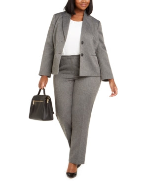 Le Suit Calça Feminina Plus Size com Estampa em Espinha de Peixe