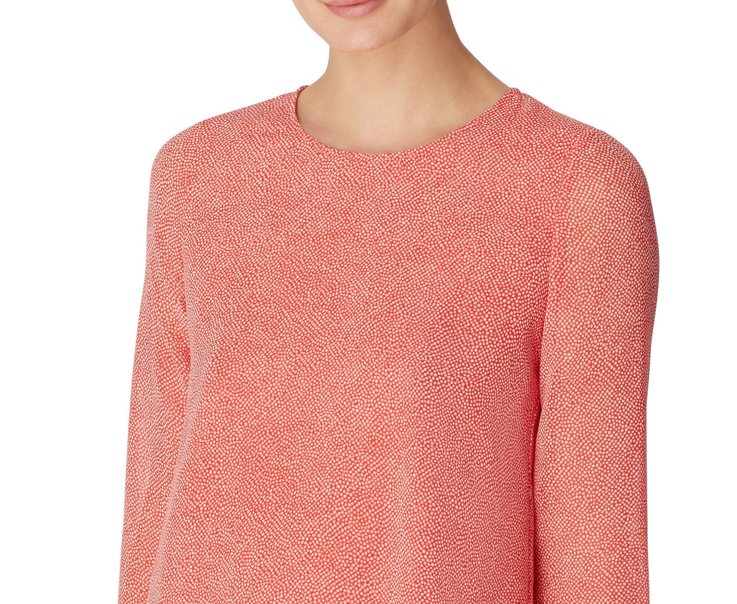 Blusa feminina Anne Klein com estampa de bolinhas e camada dupla, vermelha, tamanho extragrande