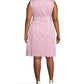 Vestido feminino Anne Klein com zíper e amarração floral, sem mangas, gola canoa, acima do joelho, ajuste flare, rosa, tamanho 18W