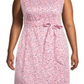 Vestido feminino Anne Klein com zíper e amarração floral, sem mangas, gola canoa, acima do joelho, ajuste flare, rosa, tamanho 18W