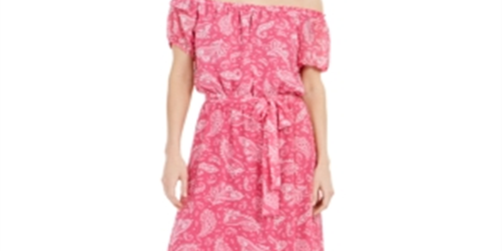 Vestido longo feminino com estampa paisley e ombros de fora, INC International Concepts, rosa, tamanho 6