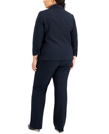 Le Suit Feminino Listrado Manga Franzida Terno Preto Tamanho Pequeno Pequeno