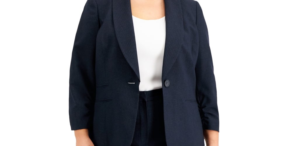 Le Suit Feminino Listrado Manga Franzida Terno Preto Tamanho Pequeno Pequeno