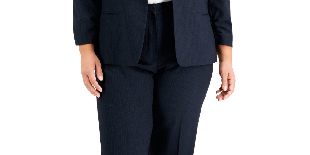 Le Suit Feminino Listrado Manga Franzida Terno Preto Tamanho Pequeno Pequeno