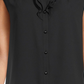Blusa feminina Anne Klein com babados e fenda sem mangas, preta, tamanho extragrande