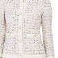 Blazer feminino Anne Klein de tweed com cinco botões, branco, tamanho 12