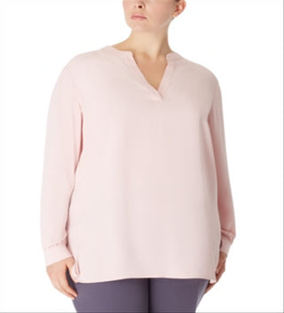 Blusa feminina Anne Klein com decote dividido rosa tamanho 0X