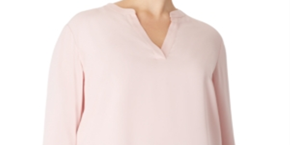 Blusa feminina Anne Klein com decote dividido rosa tamanho 0X