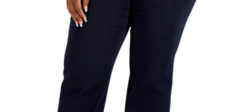 Calça jeans feminina Anne Klein com amarração frontal e cintura alta, azul, tamanho 14W