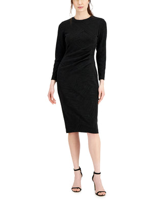 Vestido metálico justo feminino Anne Klein, preto, tamanho 14